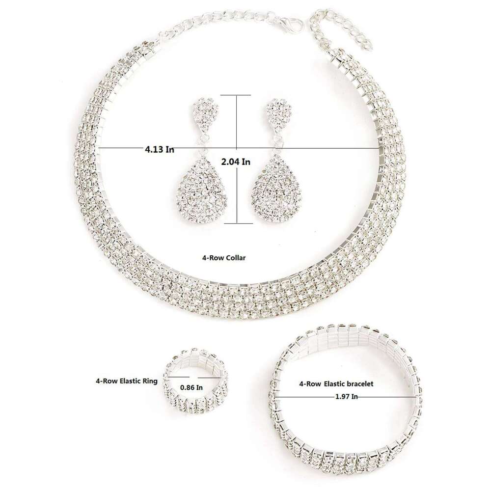 5PC Women's Fashion Copper Claw Chain Multi row Necklace Earrings Bracelet Ring Jewelry Set Wedding Banquet Party Holiday Gift Z260313