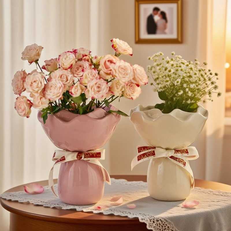 Vase Antique Light Luxury Wedding Decor Ornament Small Floral Arrangement High Aesthetic Value Premium Texture Y260314