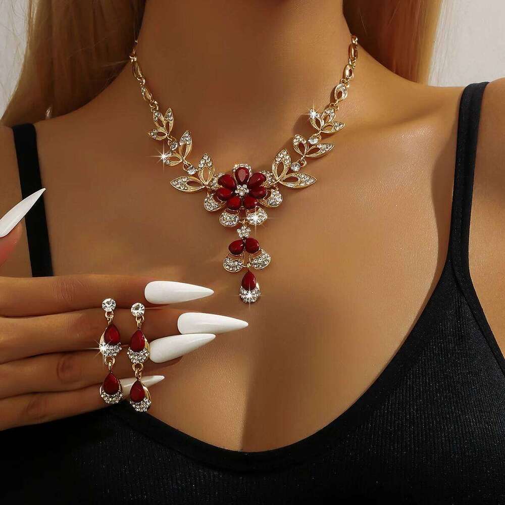3PC Women's Fashion Trend Design Versatile Flower Necklace Earrings Jewelry Set Wedding Banquet Party Holiday Gift Z260313