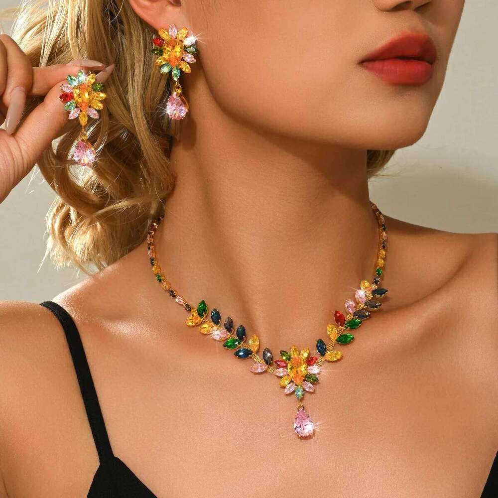 Sweet and Cute Kangman Countryside Style Necklace Earrings Bridal Wedding Dress Versatile Flower Set Z260313