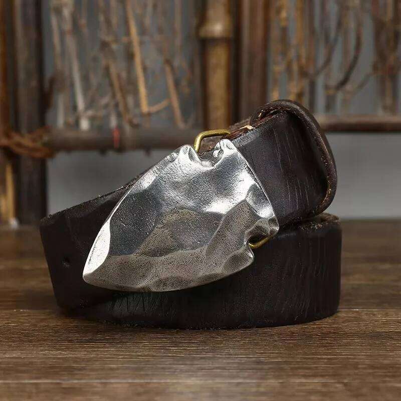 High Quality Thick Retro Cowboy Jeans Genuine Leather Heavy Stainless Steel Buckle For Men Waist Male Belt Z260226