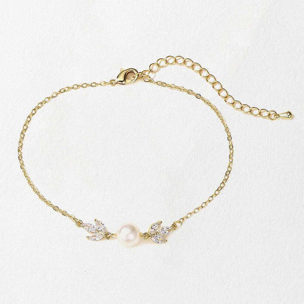 ZAKOL Fashion Leaf Cubic Zirconia Adjustable Bracelets For Women Girls Minimalist Pearl Zircon Charm Bracelet Wedding Jewelry Z260313