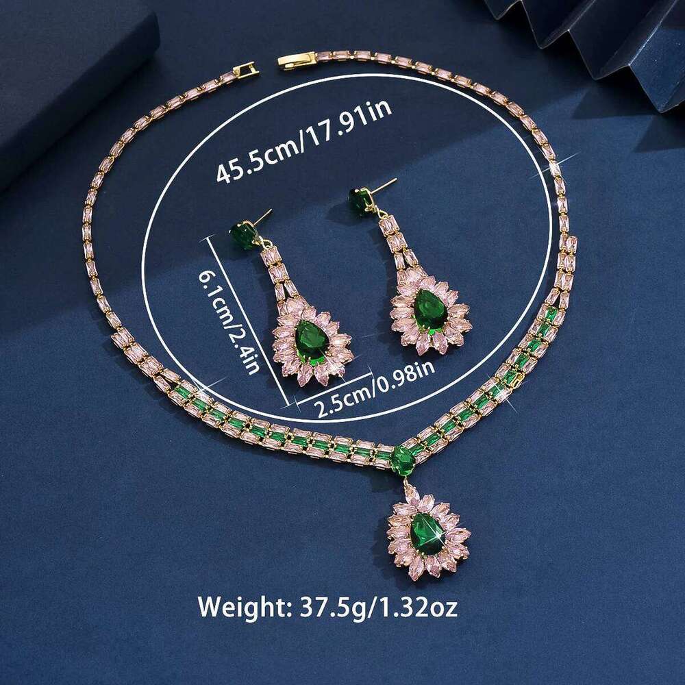Women's Fashion Zircon Super Sparkling Water Drop Set, Luxurious Design and High End Jewelry for Women Z260313