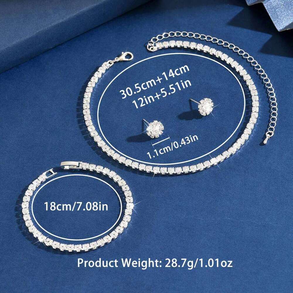 Ladies' fashionable, simple and versatile necklace, earring, bracelet, jewelry set suitable for daily wear, holiday gifts Z260313
