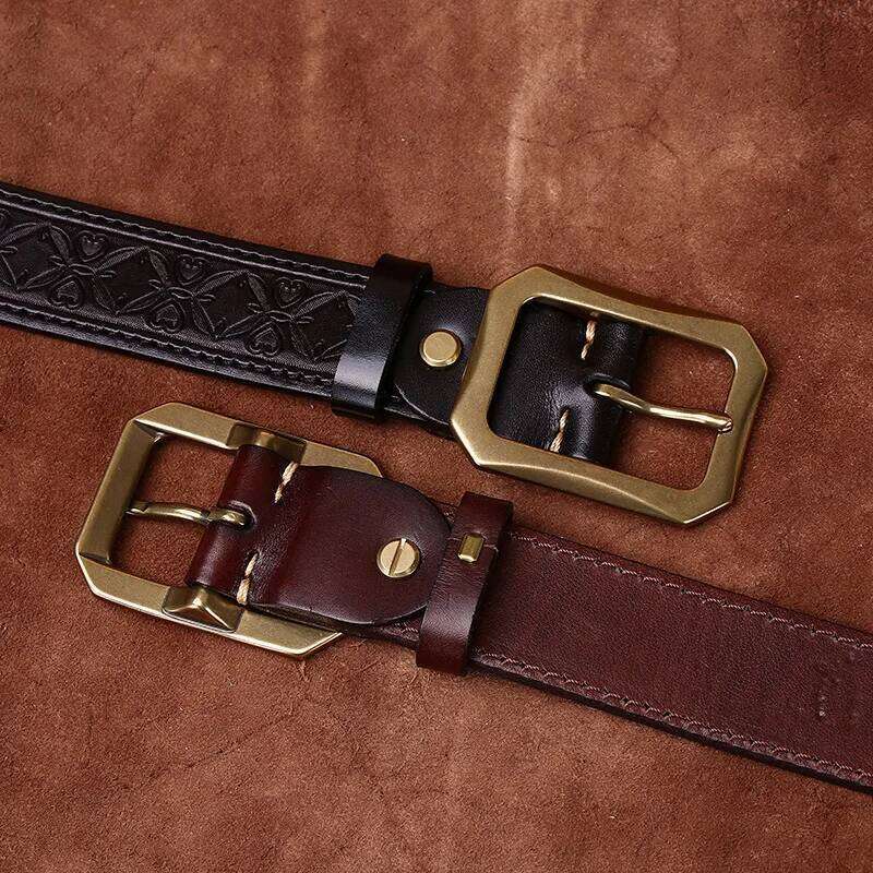 3.8CM Thick Cowhide Copper Buckle Genuine Leather Casual Jeans Belt Men High Quality Embossing Retro Luxury Male Strap Cintos Z260226