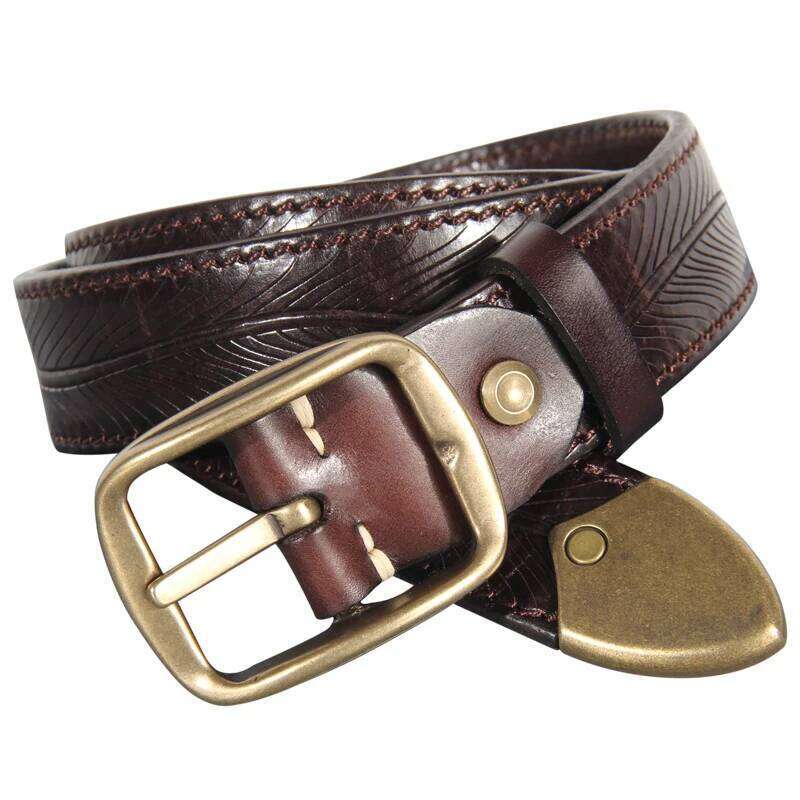 Extra Thick Double-sided Personalized Jeans Genuine Leather Men's Pure Copper Pin Buckle Luxury Belt Z260226