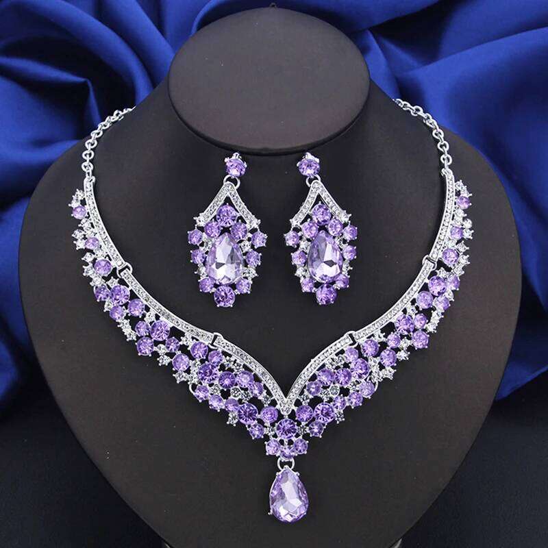 Wholesale Dangle Earrings and Choker Necklace for Women Bridal Set Colorful Dubai Jewelry Sets Fashion Z260313