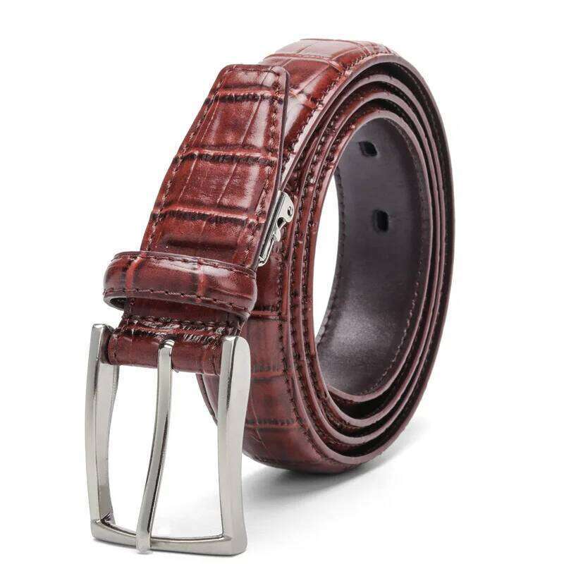 New Crocodile Grain Retro Belt Men's Split Leather Business Casual Suit Accessories Senior Pin Buckle Brand Belts Z260226