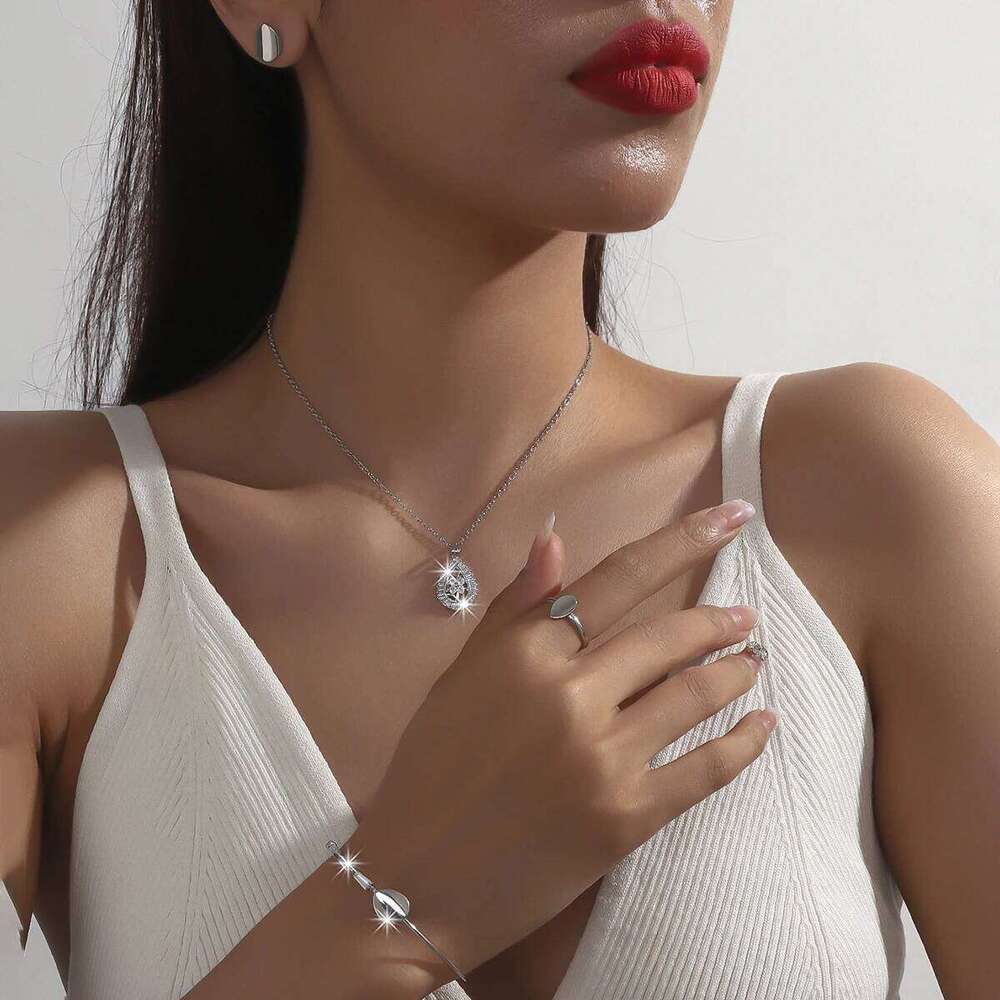 Euramerican ins style women's creative necklace earrings bracelet ring Fried Dough Twists set jewelry Z260313