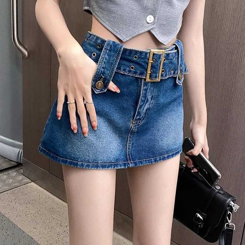 s Fashion High Waist Denim Skirts Summer New Lady Retro Mini Skirts Women Chic Korean Thin Short Jeans Dress M260314