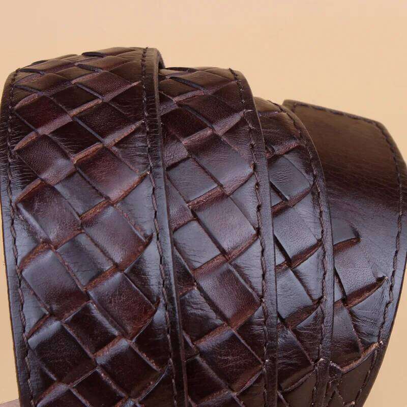Weaving Belt Copper Buckle Genuine Leather For Men Woven Male Strap Braided Belts Man 3.8cm width belt for Jeans Z260226