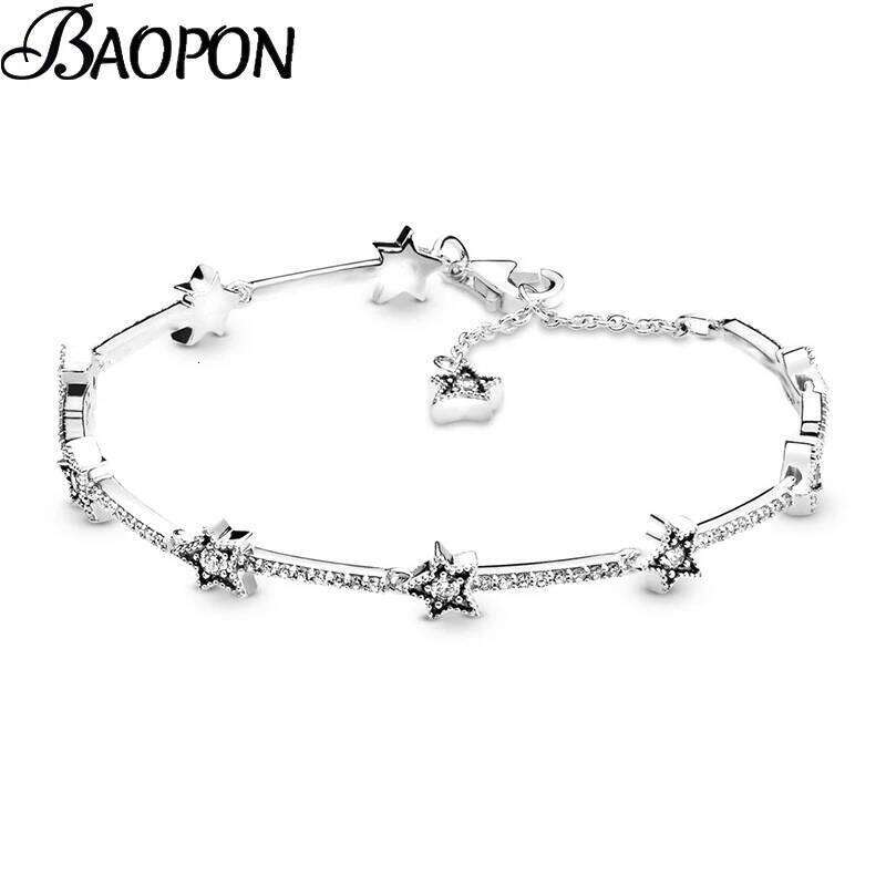 Shinning Star Charm Adjustable Cubic Zirconia Chain Bracelets Bangles For Women Men Couple Jewelry Gift Dropshipping Z260313