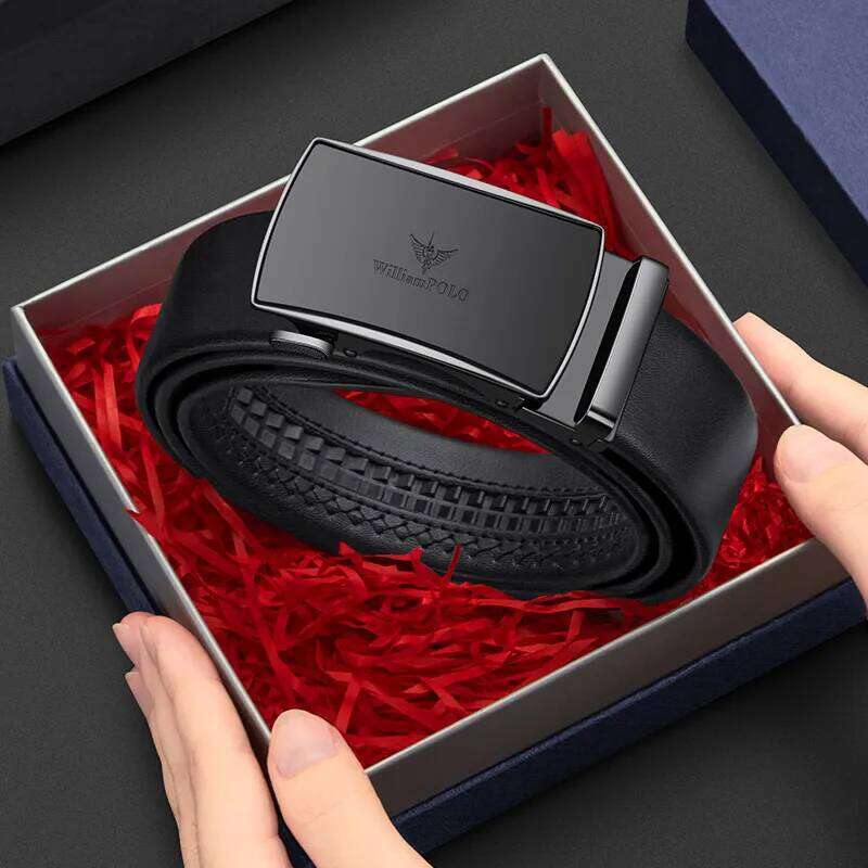 Men's leather fashionable automatic buckle belt, high-end casual pants belt Z260226