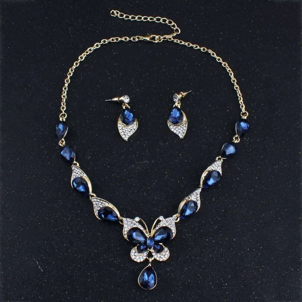 Crystal Shining Exquisite Earrings Necklace Set Luxury Bracelet Rhinestone Butterfly Jewelry Banquet Z260313