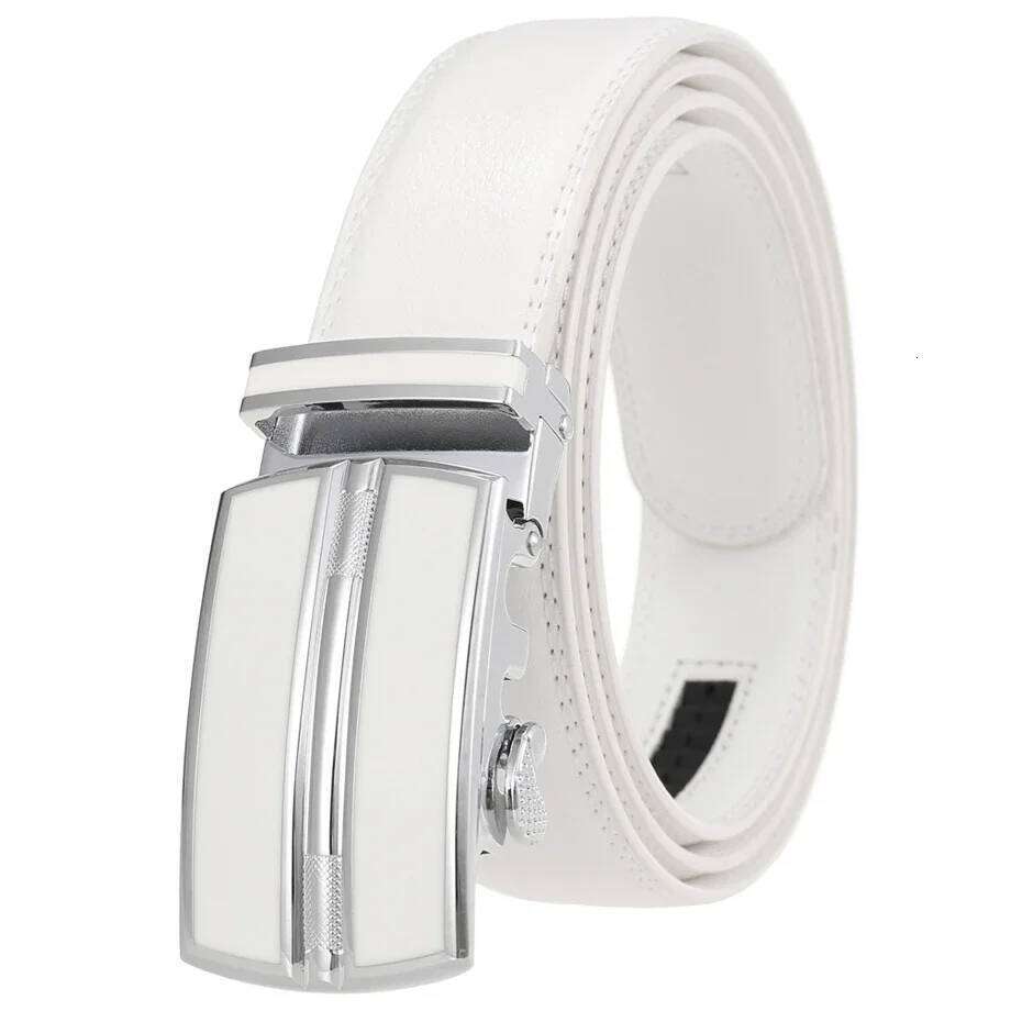 Genuine Leather White Belt For Men 2024 Cowhide Luxury Male Waist Strap Suit Pants Formal Ceinture 3.5cm Width B994 Z260226