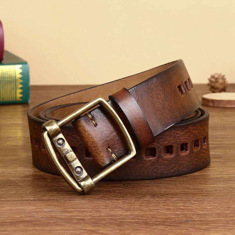 100% Pure Cowhide Metal Pin Buckle Belt For Men High Quality Genuine Leather Belts Male Jeans Business Waistband Luxury Brand Z260226
