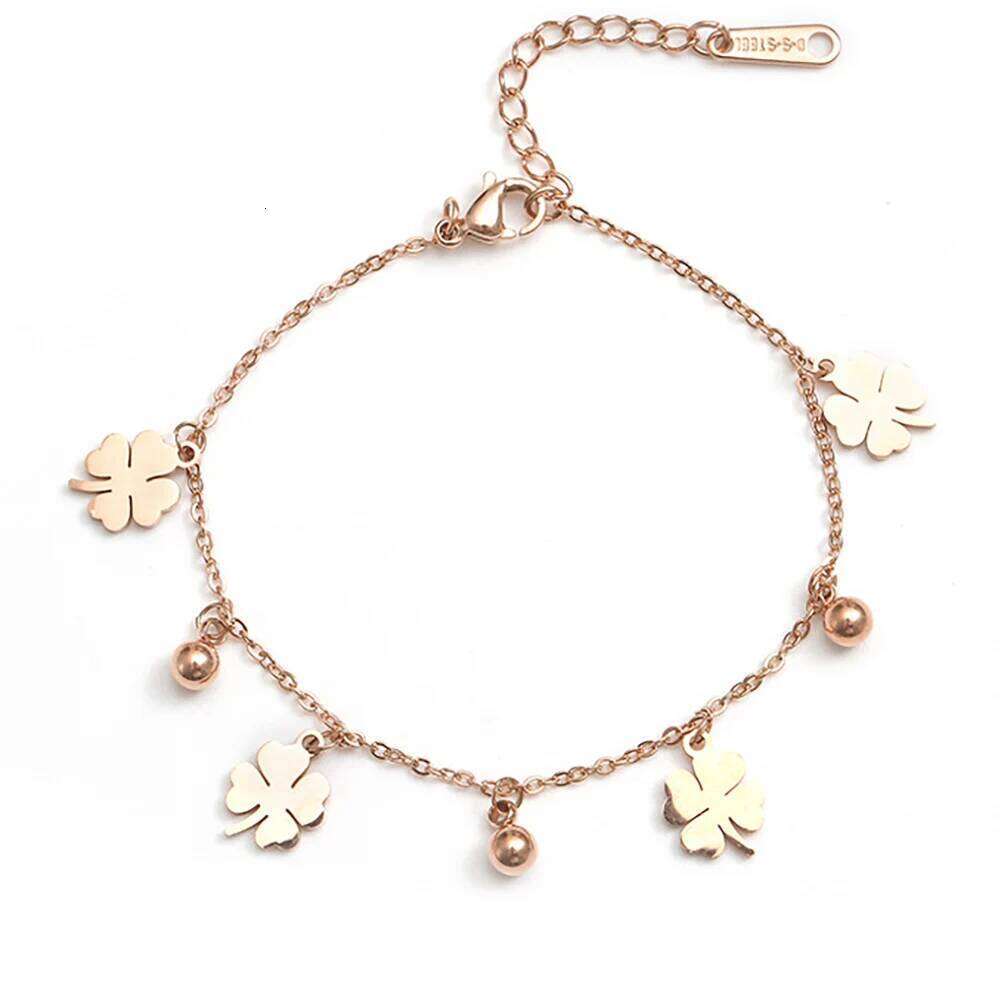 Lokaer Fashion Flowers And Bell Charm Anklet For Stainless Steel Rose Gold Color Women Jewelry Anklets Wholesale A19008 Z260313