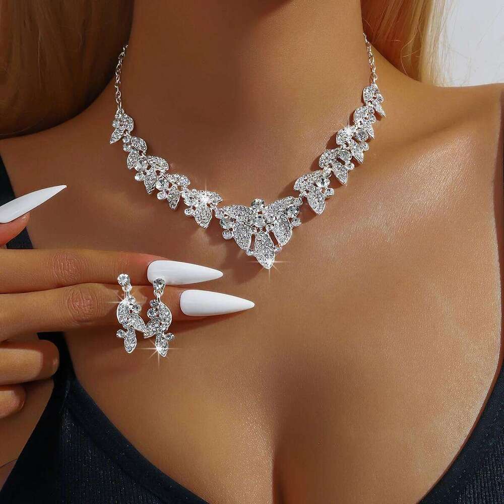 3PC Women's Fashion Design Leaf Necklace Earrings Jewelry Set Suitable for Wedding, Party, Festival Gifts Z260313