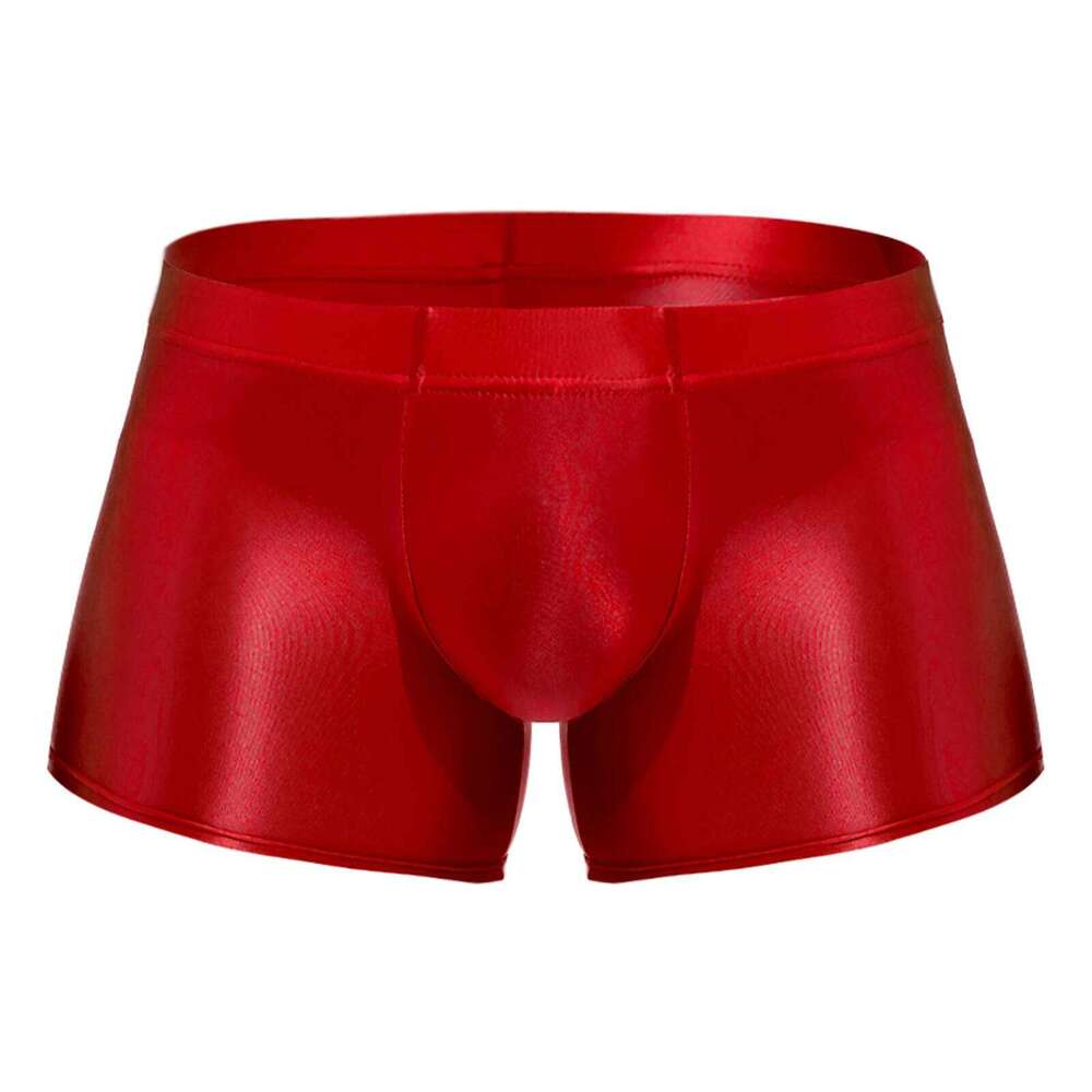Swimwear for Men Low Rise Glossy Trunks Solid Color Boxers Shorts Homme Bathing Bottom Underpants Male Swimming Briefs Underwear Z260314