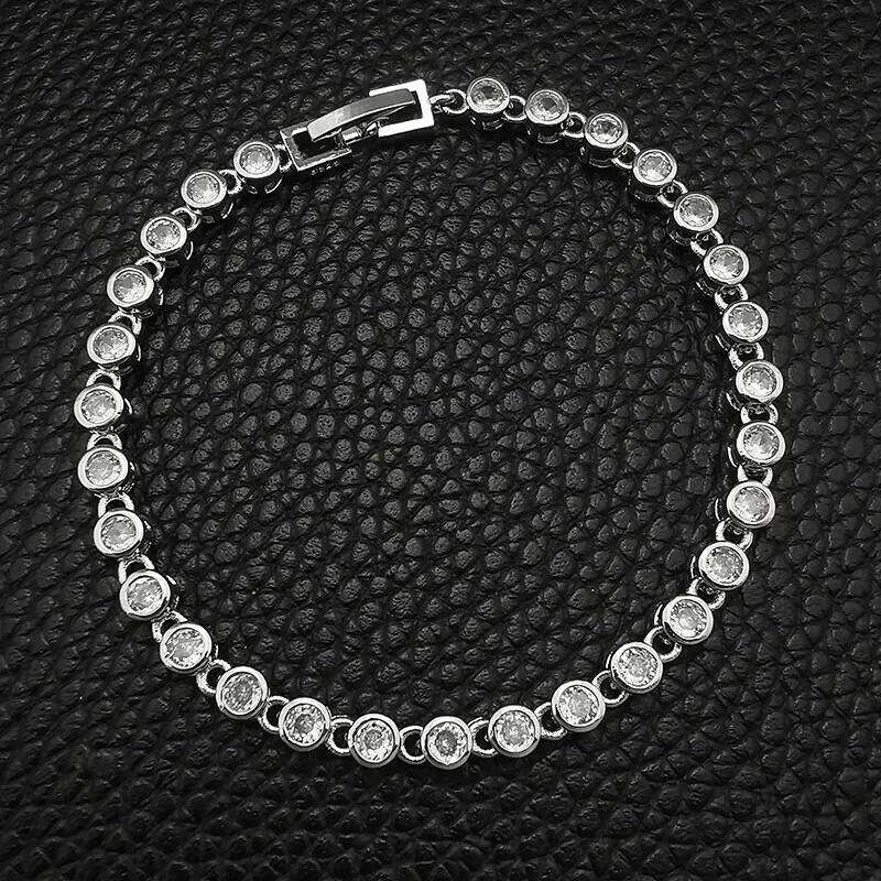 New Arrival Luxury Round Silver Color on Hand Bracelet Bangle for Women Anniversary Gift Jewelry Bulk Sell Christmas S5447 Z260313