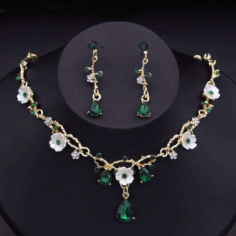 Gorgeous Crystal Bride Jewelry for Women Luxury Flower Choker Earrings Wedding Dress Bridal Necklace Sets Fashion Z260313