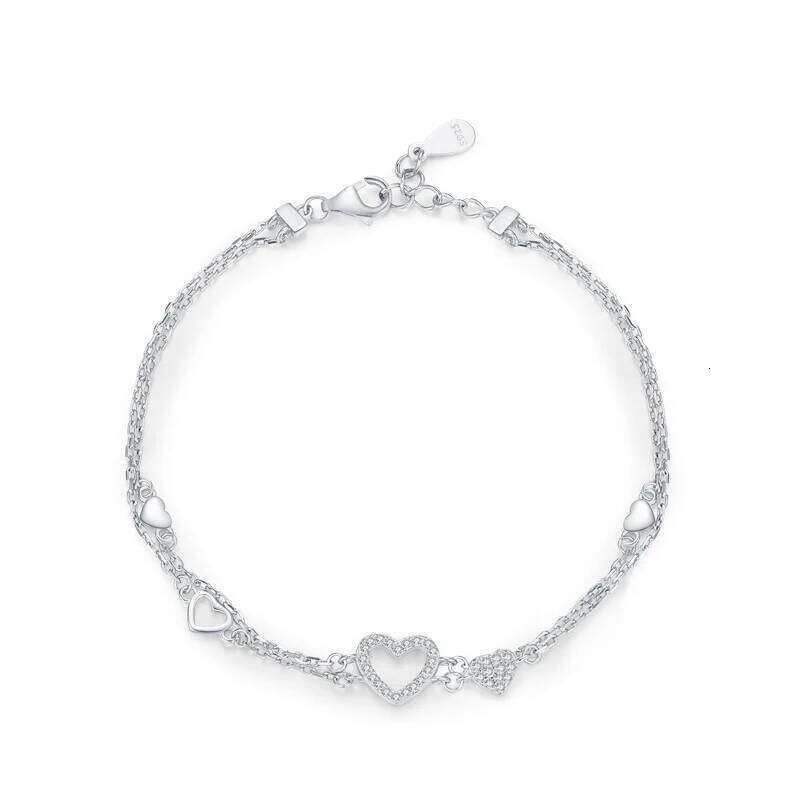 Ailmay 925 Sterling Romantic Heart Original Design Dazzling Clear CZ Bracelet For Women Silver Fine Jewelry Z260313
