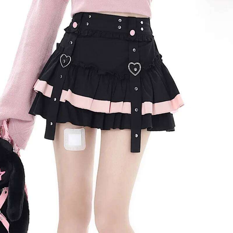 Japan Lolita Mini Skirt Hotsweet Kawaii Bandage Patchwork Cake Summer All Match Streetwear Chic A Line Exquisite Skirts Z260314