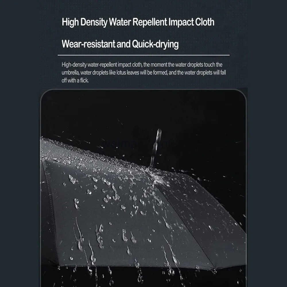 Fully Automatic Wooden Handle Umbrellas Men Foldable Black Business High End Wooden Handle Umbrella For Both Sunny And Rainy Use H260314