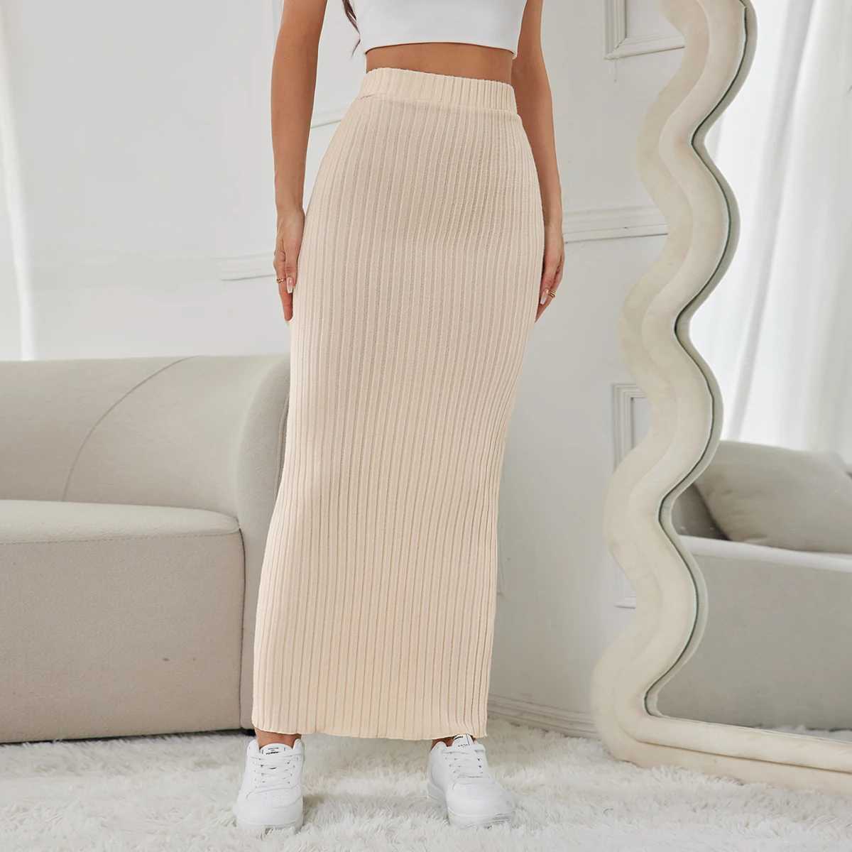 New high-waisted side Slim knitted half-skirt womens casual dress half-skirt M260314