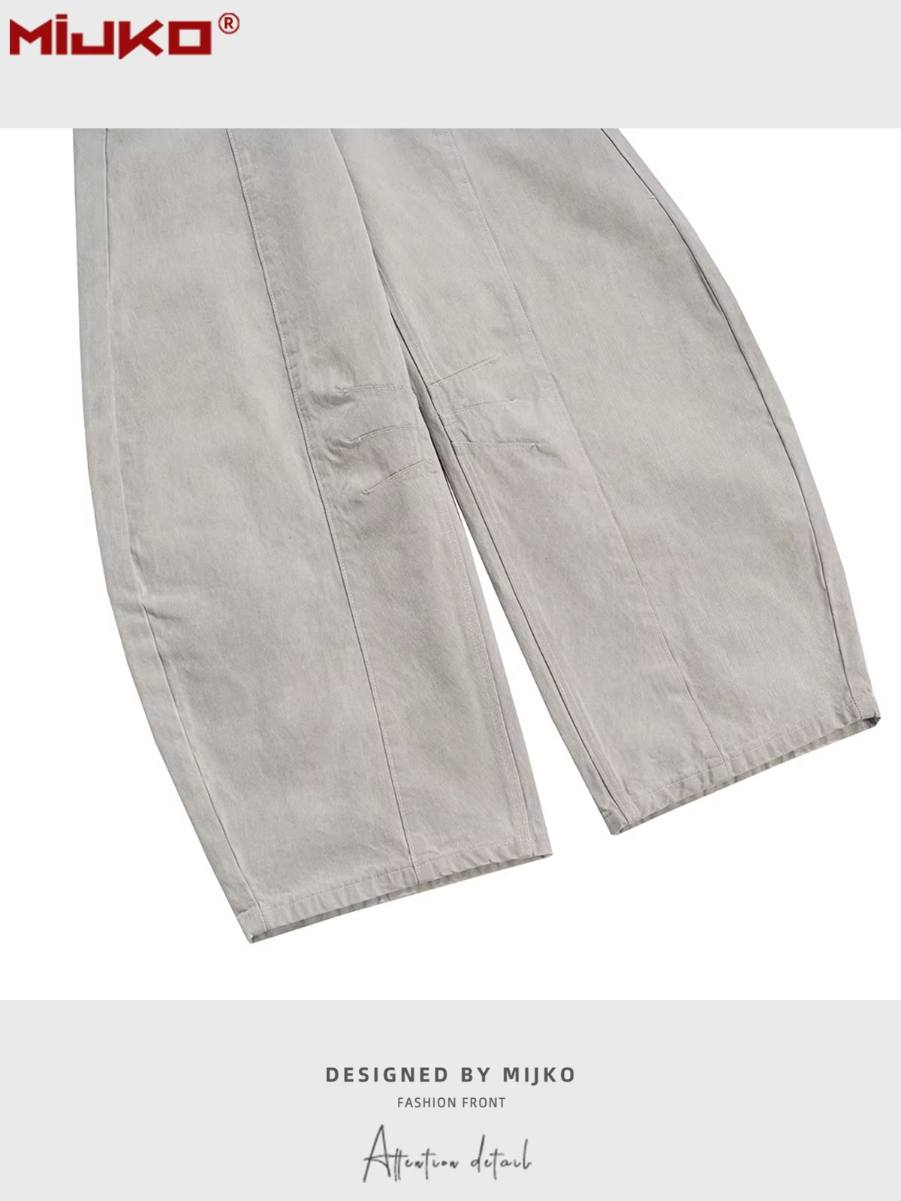 MIJKO Unisex Snap-Front Pant Washed Gray Casual Work Pants for Men And Women Comfortable Silhouette Design Z043#