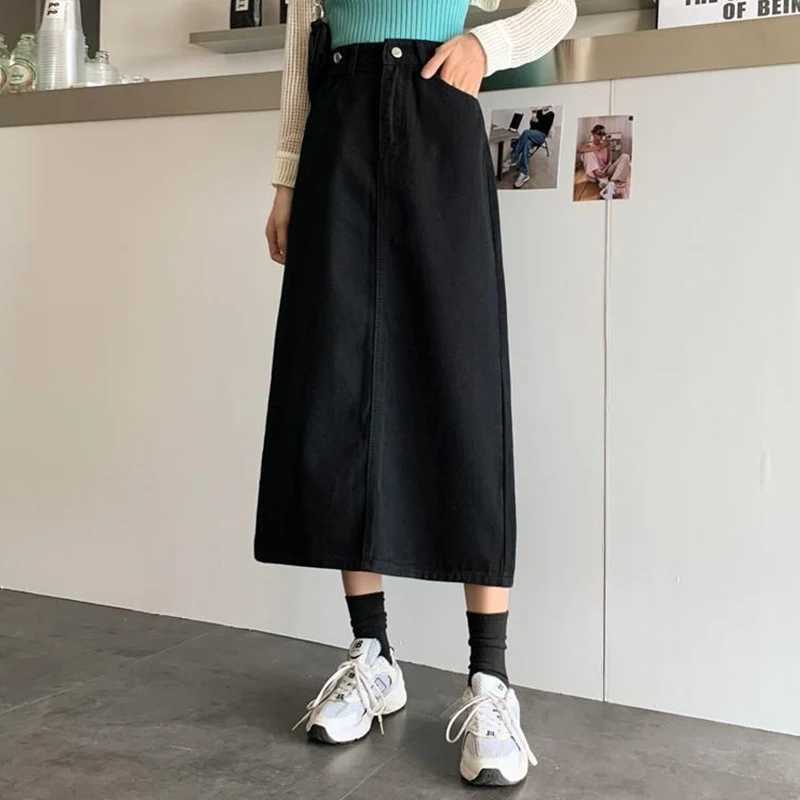 2026 Lady Summer High Waist Back Slit Skirts Hot Sale Fashion s Mid-Long Skirts Women Korean Thin Denim Dress M260314