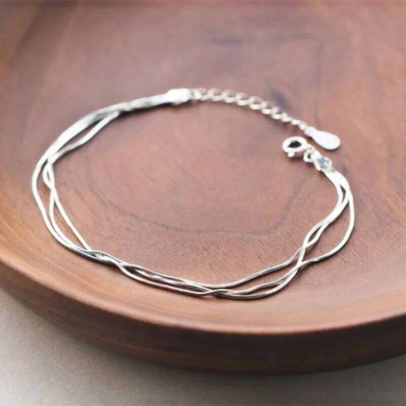 Simple Layer Bracelets Korean Jewelry Hot Fashion 925 Sterling Silver Bracelet for Women Z260313