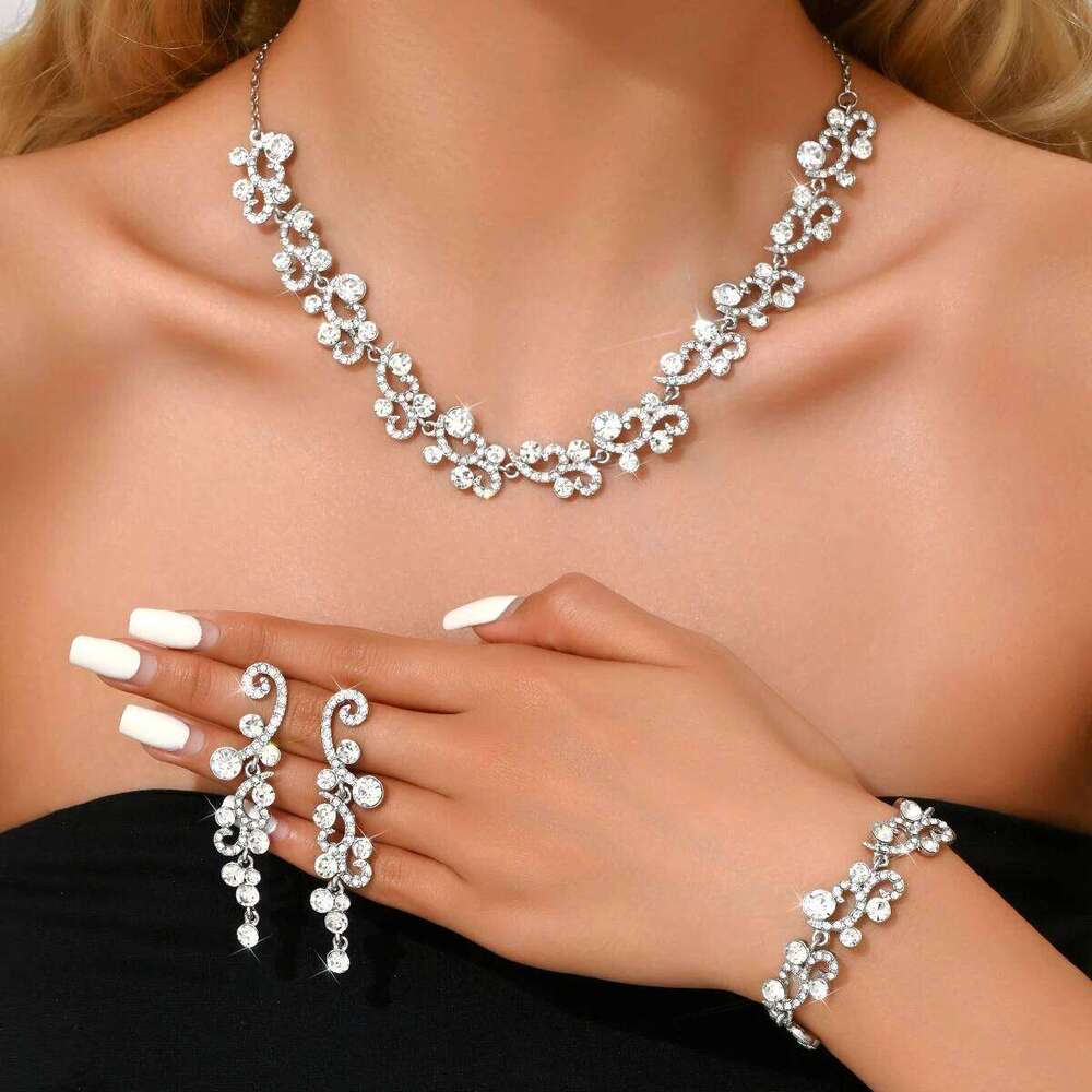 4PC Women's Fashion Design Petal Necklace Earrings Bracelet Set, Suitable for Wedding, Party, Festival Gifts Z260313