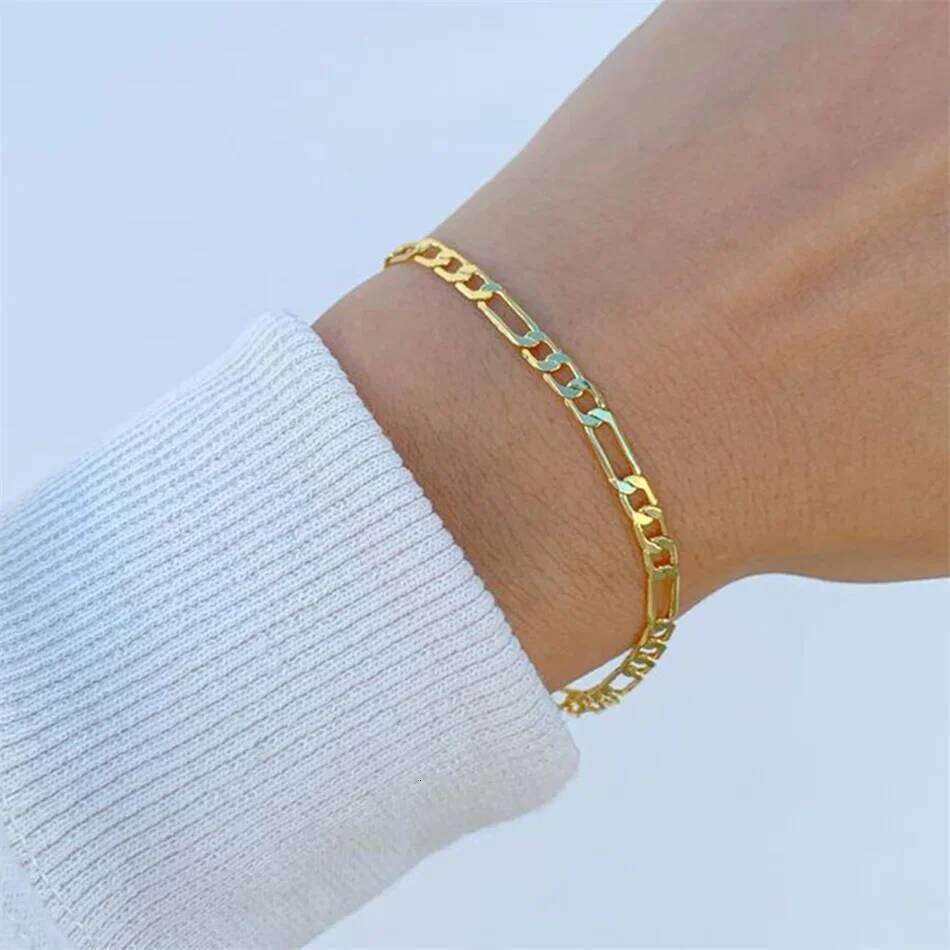 Couple Bracelet 4/6/8mm Figaro Chain Love Gift Men Jewelry Stainless Steel Party Accessories Women Stacking Bracelets Z260313