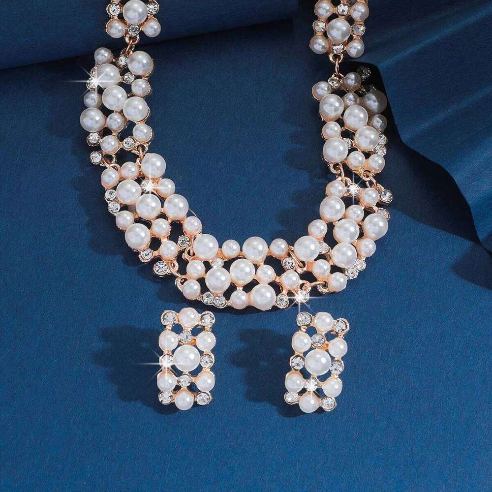 3PC Women's Fashion Multi color Imitation Pearl Necklace Earrings Jewelry Set Wedding Party Festival Gift-8352 Z260313
