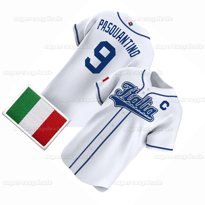 Italy 2026 Baseball Jersey Pasquantino Caglianone Nola Teel Ercolani Morabito Antonacci Lorenzen Ottavino Fischer Aldegheri Russo Custom