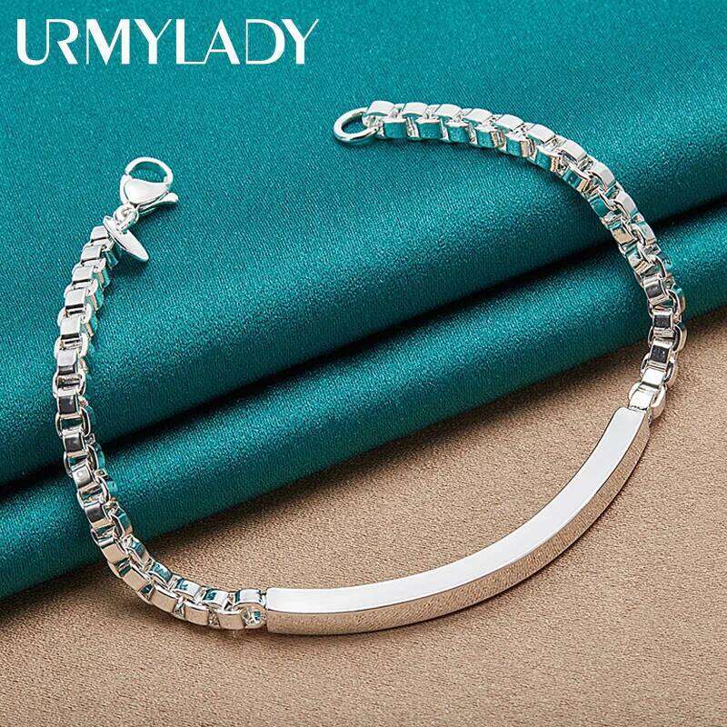 URMYLADY 925 Sterling Silver 4mm Box Laugh Chain Bracelet For Women Man Wedding Party Fashion Charm Jewelry Z260313