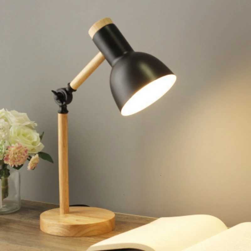 Nordic eye protection table lamp dormitory desk student dormitory simple bedroom bedside lamp macaron wood table lamp Y260314