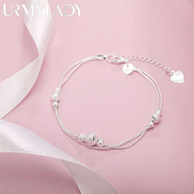 new arrive 925 Sterling Silver Geometry beads Chain Bracelet for Women Men Fashion Wedding Fine Jewelry Christmas Gift Z260313