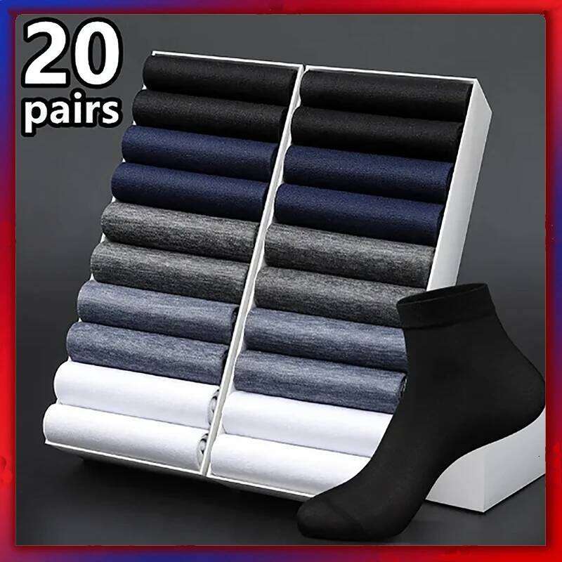 20 Pairs Bamboo Fiber Silk High Quality Business Casual Long Summer Breathable Ultra-Thin Men's Socks Z260314
