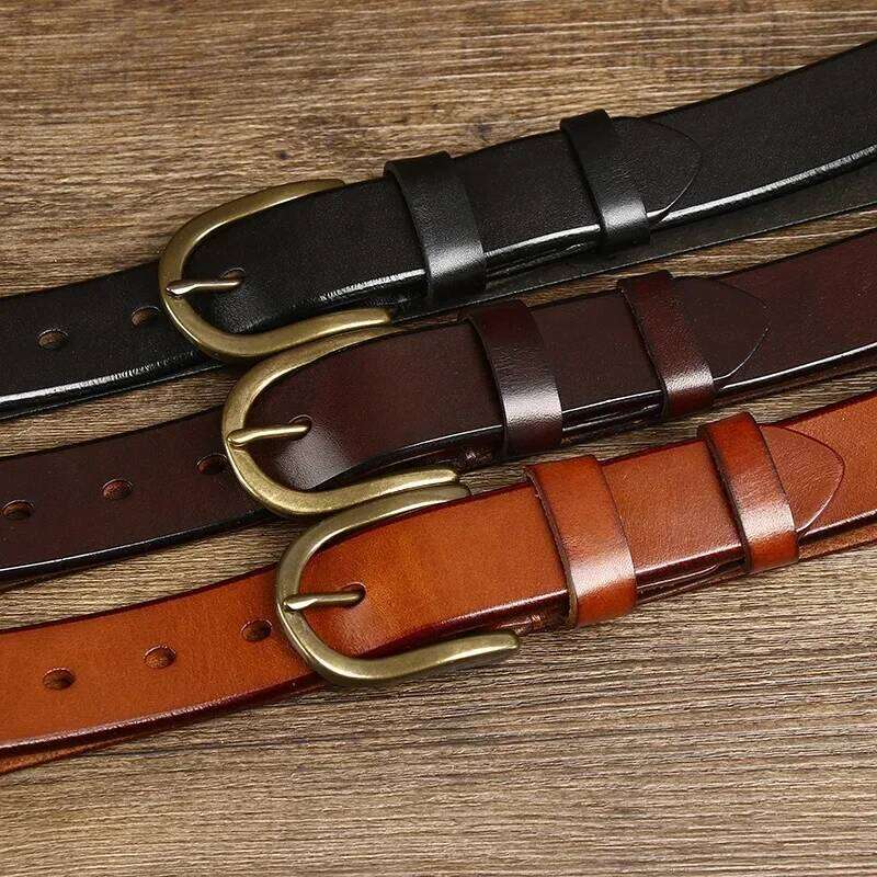 3.3CM Top Cow Genuine Leather Belts for Men Luxury High Quality Copper Brass Buckle Vintage Cowboy Jeans Male Belt Z260226