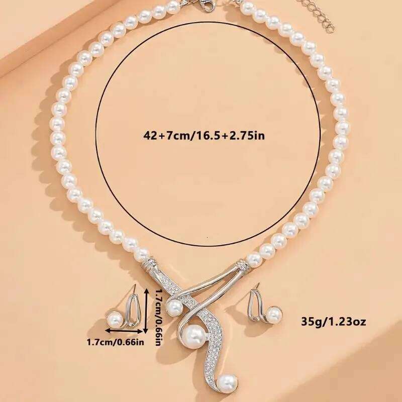 3Pcs Personalized Light Luxury Versatile Earring Set, Imitation Pearl Necklace and Earrings Z260313