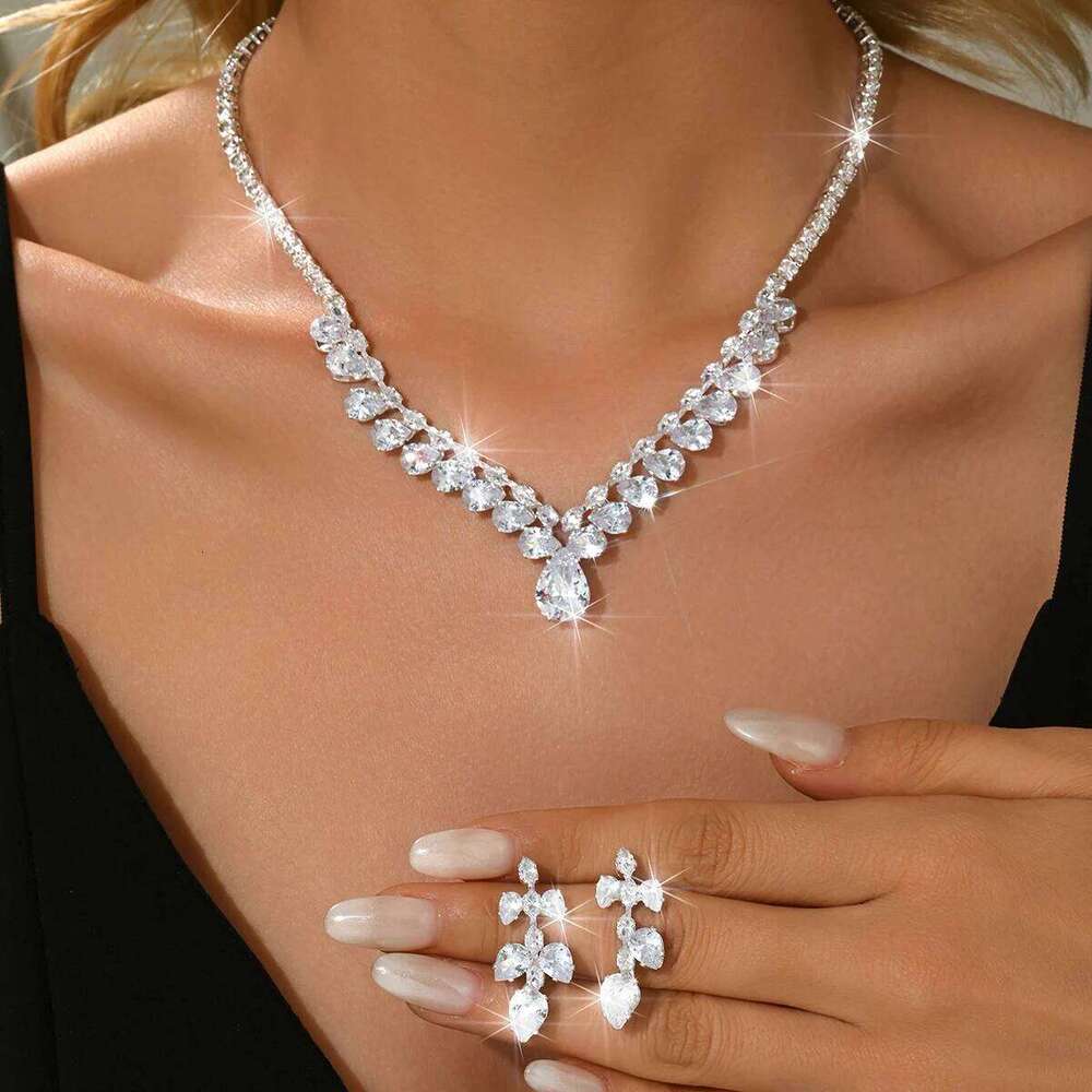 Trendy personalized design, oval shaped super sparkling naked diamond, elegant and simple necklace, earrings, bracelet, ring Z260313