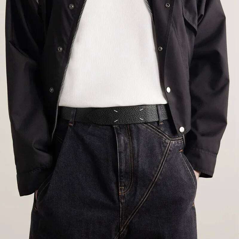 Black brown four point stitched waist belt for men women, ins classic leather elastic belt, simple and versatile Z260226