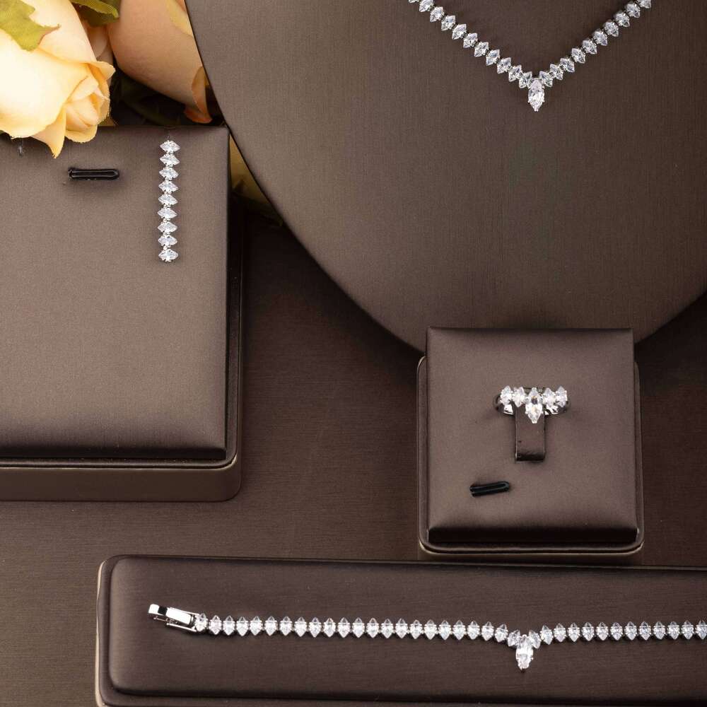 1 of Simple Style Cubic Zirconia V-Shaped Jewelry Set Suitable for Women's Daily Party Wear. Gift Box Not Included Z260313