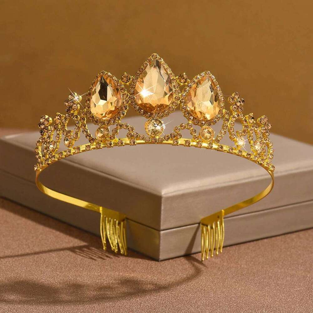 Ladies' Fashion Design Water Drop Necklace Earrings Crown Jewelry Set Wedding Party Festival Gift Z260313