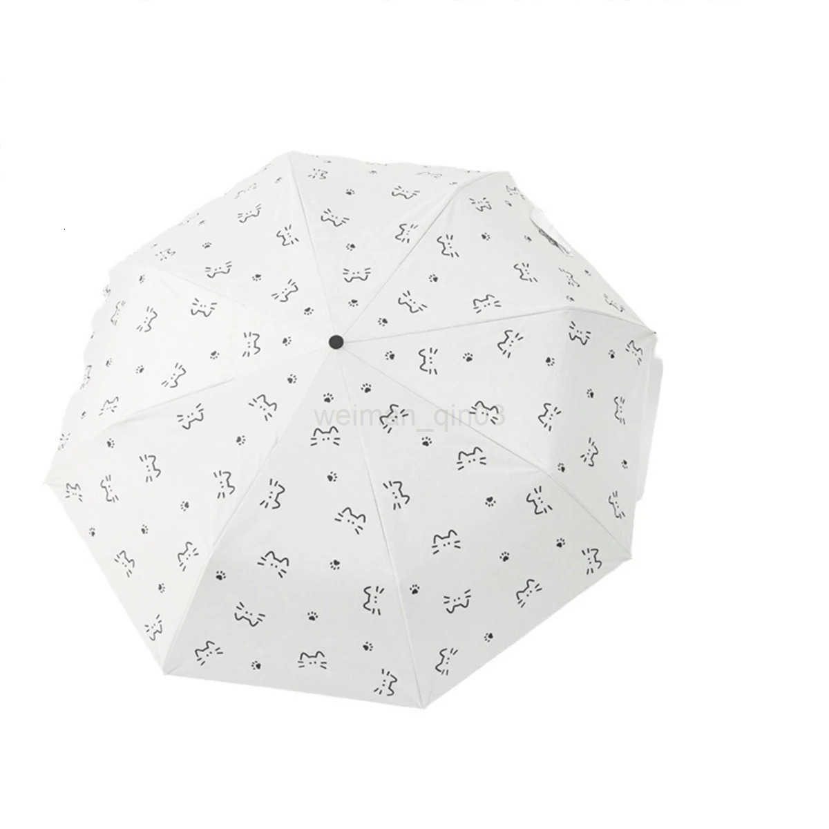 Healing Cat Umbrella Fully Automatic Travel Umbrella Womens Umbrella Sunshade Umbrella Portable Outdoor Waterproof Ultra Light H260314