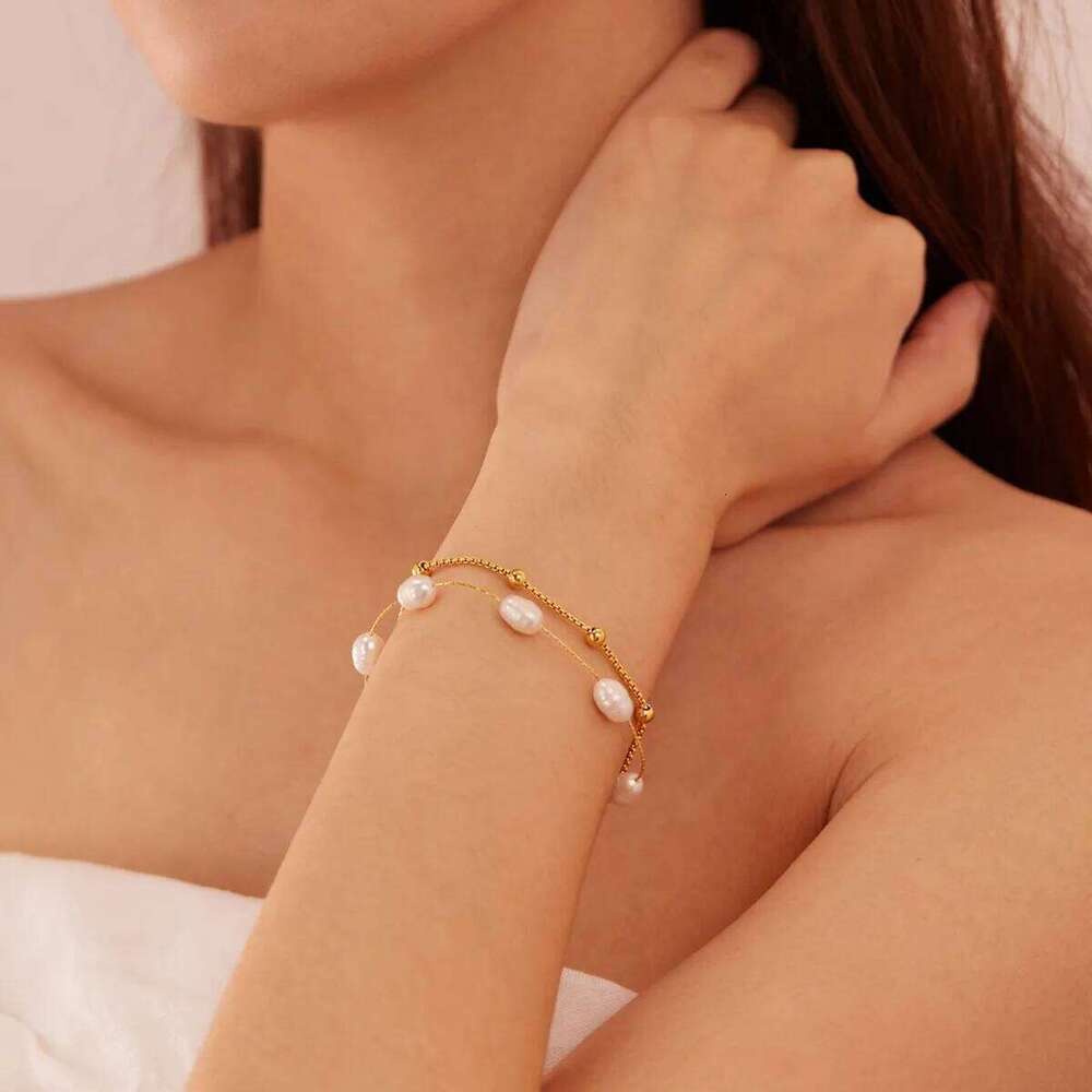 Luxury Double Layer Pearl Bracelet - Stainless Steel Jewelry for Women, Hypoallergenic Gift & Party Bangles Chain Accessories Z260313