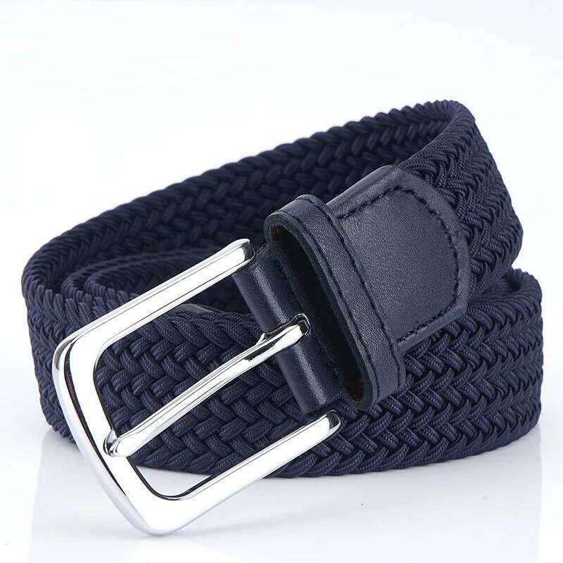 Blue Waist Canvas Braided Elastic Woven Metal Stretch For Men New High Quality Fashion Belt Hot Meta Z260226