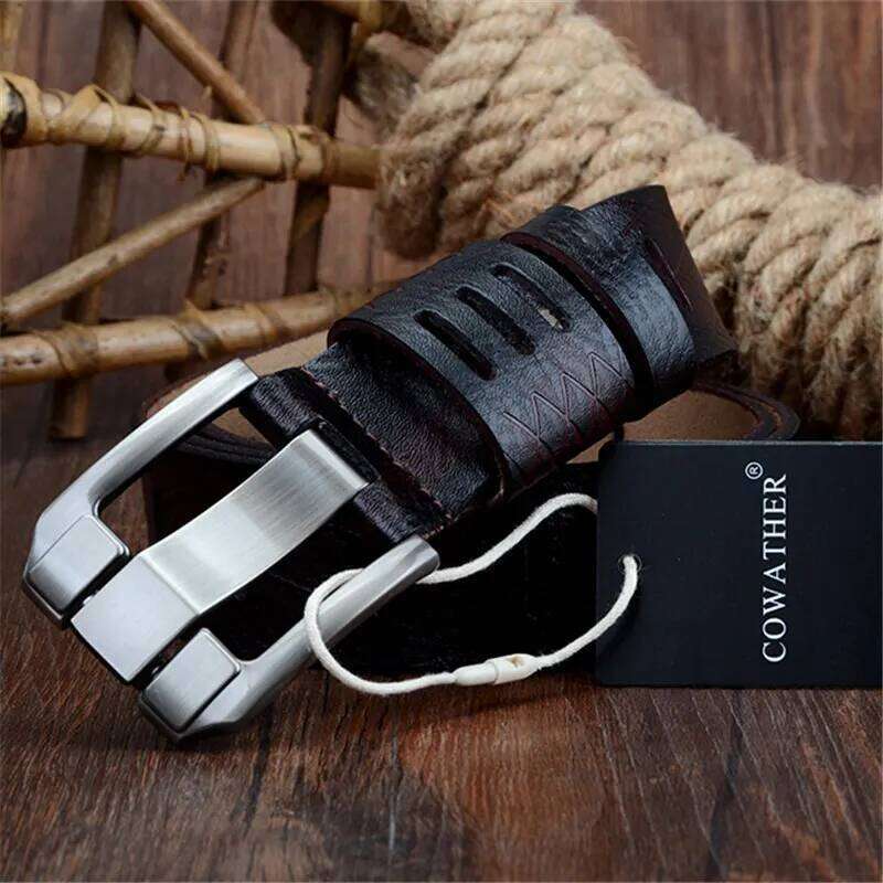 COWATHER 2021 QUALITY cow genuine luxury leather belts for men strap male pin buckle BIG SIZE 100-130cm 3.8 width QSK001 Z260226